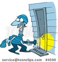 Cartoon Burglar at a Door by Toonaday