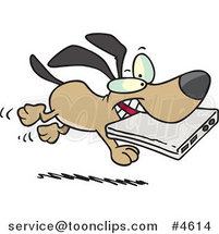 Cartoon Dog Stealing a Laptop by Toonaday