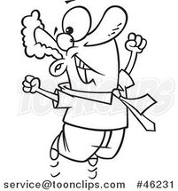 Line Art Cartoon Happy Businessman Jumping by Toonaday
