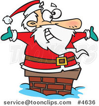 Cartoon Santa Smiling in a Chimney by Toonaday