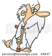 Cartoon Old Father Time Using a Crutch by Toonaday