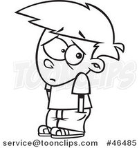 Cartoon Black and White Sad Rejected Boy by Toonaday