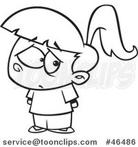 Cartoon Black and White Sad Rejected Girl by Toonaday