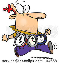 Cartoon Timely Guy Wearing Three Clocks by Toonaday
