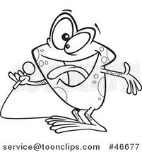 Cartoon Black and White Karaoke Frog Singing by Toonaday