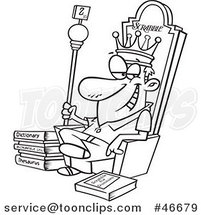 Cartoon Black and White Scrabble King Sitting on His Throne by Toonaday