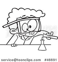 Cartoon Black and White Boy Scientist Pouring Chemicals into a Beaker by Toonaday