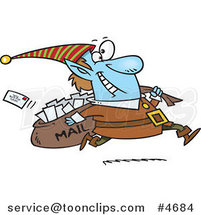 Cartoon Christmas Elf Delivering Santa Mail by Toonaday