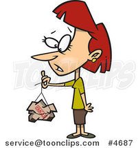 Cartoon Lady Holding a Trashed Fragile Package by Toonaday