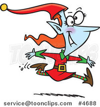 Cartoon Christmas Elf Leaping by Toonaday