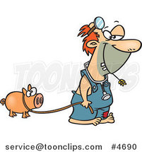 Cartoon Hillbilly Doctor with a Pet Pig by Toonaday