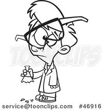Black and White Cartoon Boy Scientist with an Experiment Gone Bad by Toonaday