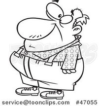 Black and White Cartoon Senior Guy in Suspenders by Toonaday