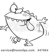 Cartoon Black and White Monster Dancing by Toonaday