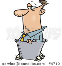 Cartoon Rejected Business Man in a Bin by Toonaday