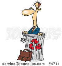 Cartoon Recycled Business Man in a Bin by Toonaday