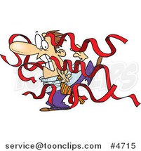 Cartoon Business Man Being Attacked by Red Tape by Toonaday