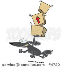 Cartoon Retriever Dog Carrying Packages by Toonaday