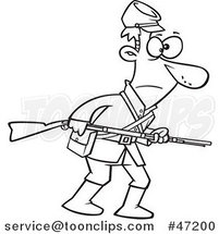Cartoon Black and White Confederate Soldier with a Rifle by Toonaday