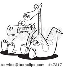 Cartoon Three Black and White Dinosaurs in an Audience by Toonaday