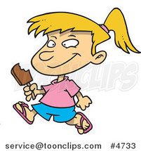 Cartoon Girl Eating a Refreshing Popsicle by Toonaday