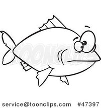 Cartoon Black and White Fish by Toonaday