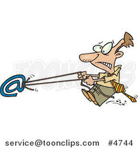 Cartoon Business Man Holding the Reins to Email by Toonaday