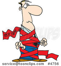 Cartoon Business Man Tied up in Red Tape by Toonaday