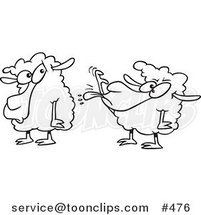 Cartoon Coloring Page Line Art of a Sheep Sticking Its Tongue out at Another Sheep by Toonaday