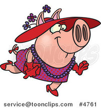 Cartoon Stylish Pig Wearing a Hat by Toonaday