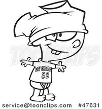 Black and White Cartoon Boy Wearing Pants on His Head by Toonaday