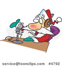 Cartoon Santa Talking on the Radio by Toonaday