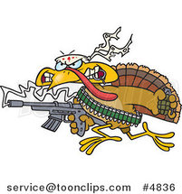 Cartoon Rambo Turkey Bird by Toonaday