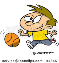 Cartoon Boy Dribbling a Basketball by Toonaday