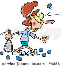 Cartoon Lady Getting Bruised During Racquetball by Toonaday