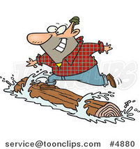 Cartoon Lumberjack Log Rolling by Toonaday