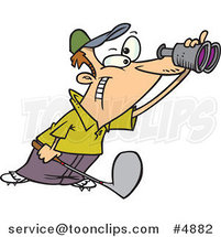 Cartoon Golfer Using Binoculars by Toonaday