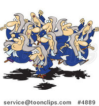 Cartoon Group of Leaping Lords, One on a Pogo Stick by Toonaday