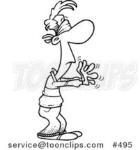 Cartoon Coloring Page Line Art of a Blindfolded Guy Reaching by Toonaday