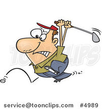 Cartoon Golfer Swinging at His Last Ball by Toonaday