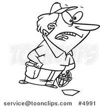 Cartoon Black and White Line Drawing of a Female Umpire by Toonaday