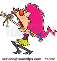 Cartoon Lady Rock Star Singing by Toonaday