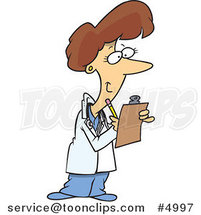 Cartoon Female Doctor Taking Notes by Toonaday