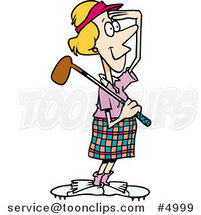 Cartoon Female Golfer Viewing by Toonaday