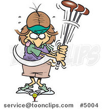 Cartoon Female Golfer Missing by Toonaday