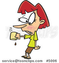 Cartoon Business Woman Pouring the Last Drop of Coffee by Toonaday
