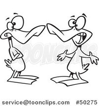 Cartoon Black and White Ducks Quacking a Conversation by Toonaday