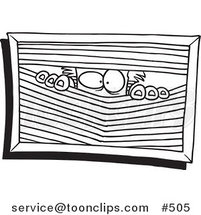 Cartoon Coloring Page Line Art of a Paranoid Guy Peeking Through Blinds by Toonaday