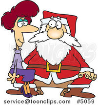 Cartoon Adult Lady Sitting on Santas Lap by Toonaday