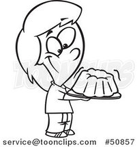 Cartoon Outlined Girl Holding Jiggly Jello by Toonaday